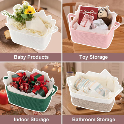 Gift Basket Empty with Handle, Small Woven Baskets for Gifts Empty