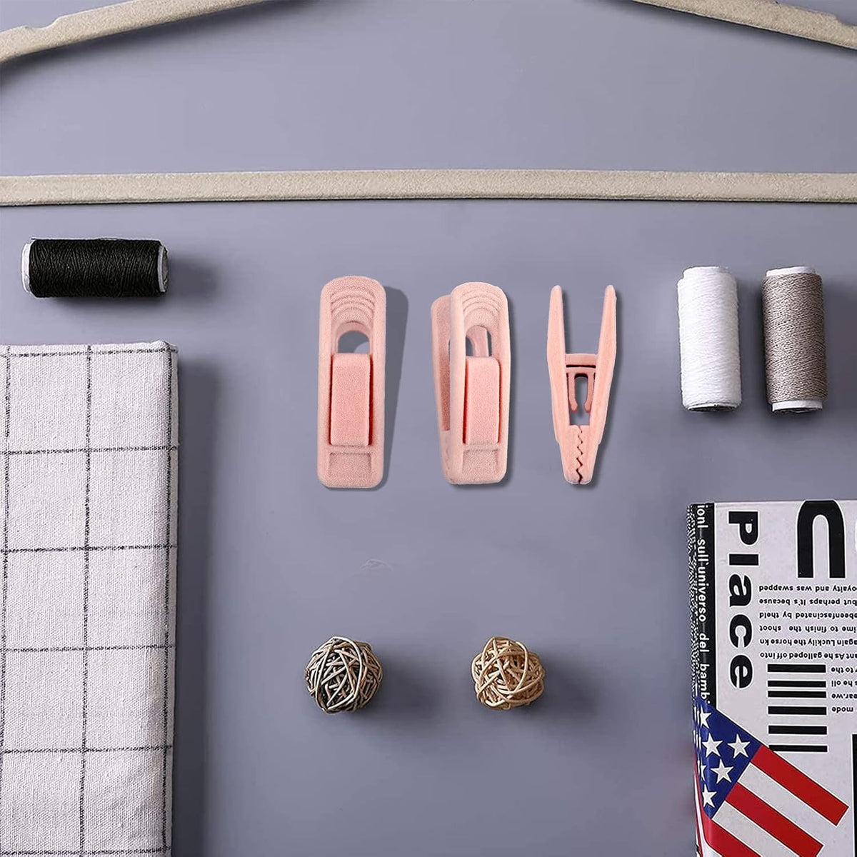 Velvet Hangers Clips for Thin Hangers(20 Pcs, Light Pink)