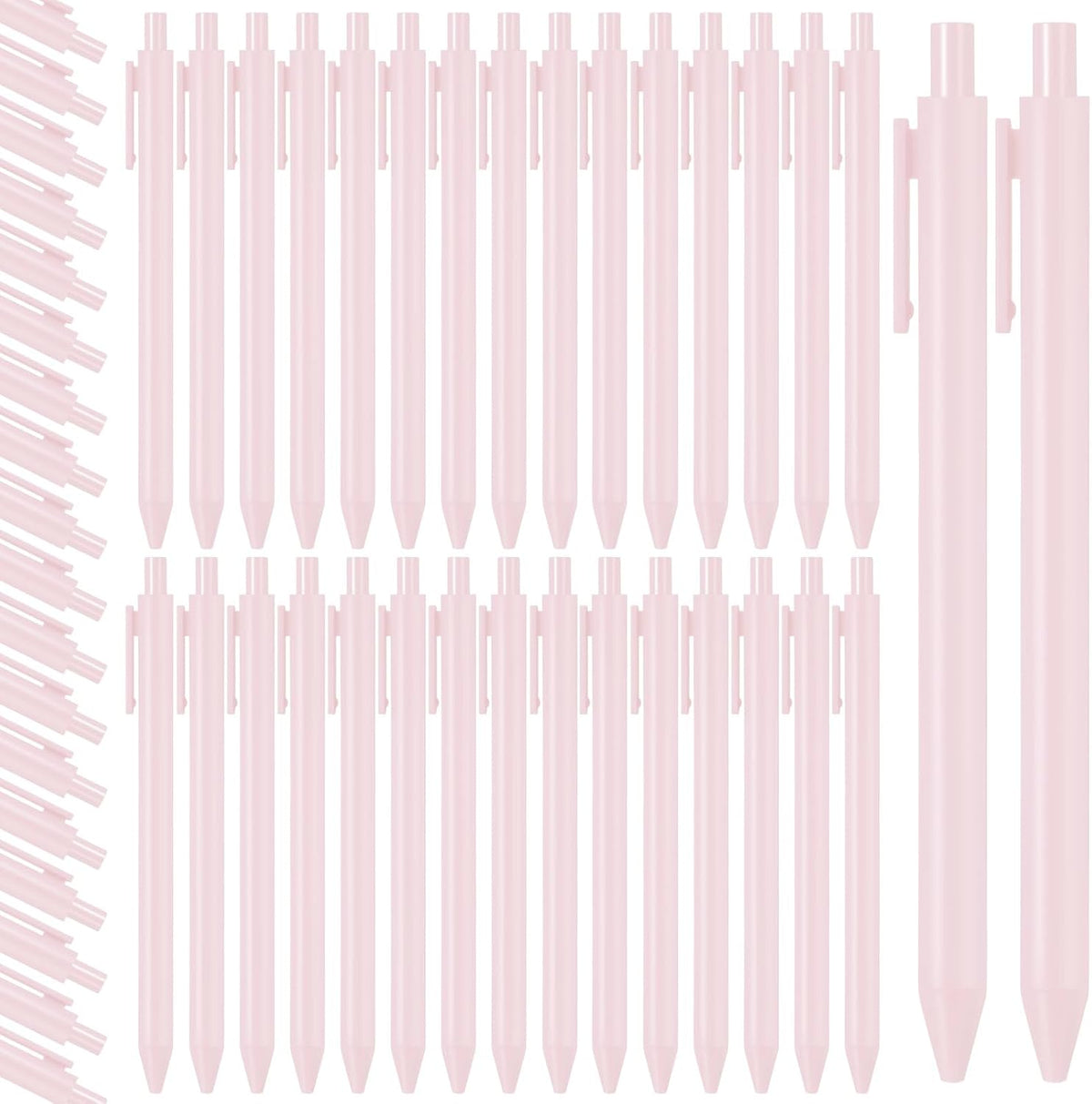 50 Pcs Cute Pens Retractable 1.0mm, Pale Pink Black Ink