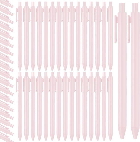 50 Pcs Cute Pens Retractable 1.0mm, Pale Pink Black Ink