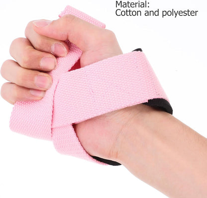 GANAZONO 2pcs Pink Weightlifting Wrist Straps for Women, Anti-slip Training Grip Strap with Wrist Support for Gym Deadlift and Pull-up Fitness