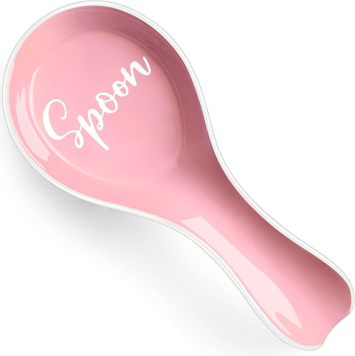 Ceramic Spoon Rest for Stove Top, Large Spoon Holder, Spoon Rest for Kitchen Counter, Utensil Rest for Ladles, Spatula, Tong, Pink Kitchen Decor and Accessories