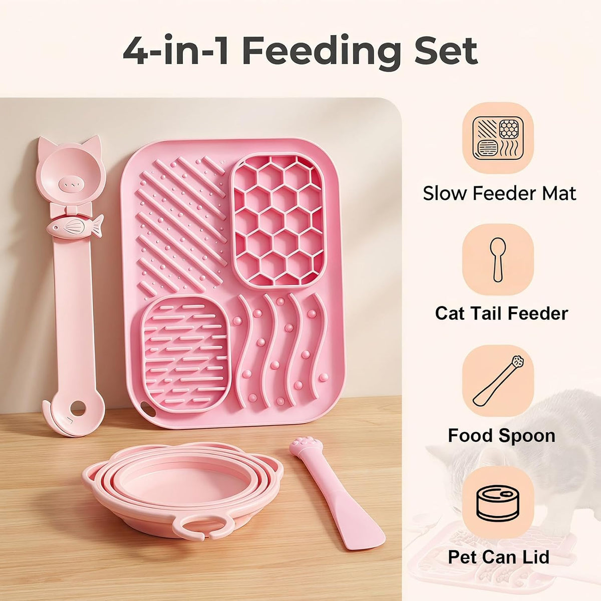 4 Piece Slow Feeder Cat Bowl Set