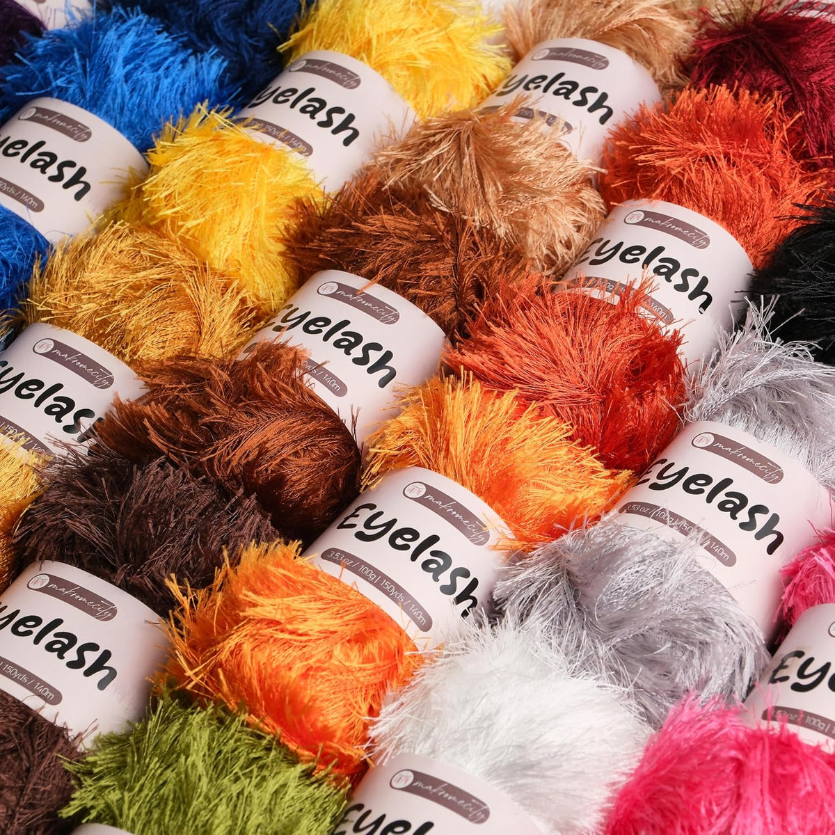 Eyelash Yarn – Fuzzy Fun Fur Yarn, 3.53 Oz (100g) 150 yd (140m), Weight 3 Light, Premium Polyester Novelty Feather Yarn for Scarves, Amigurumi, Plush Toys & Craft (Pink, 3 Skeins)