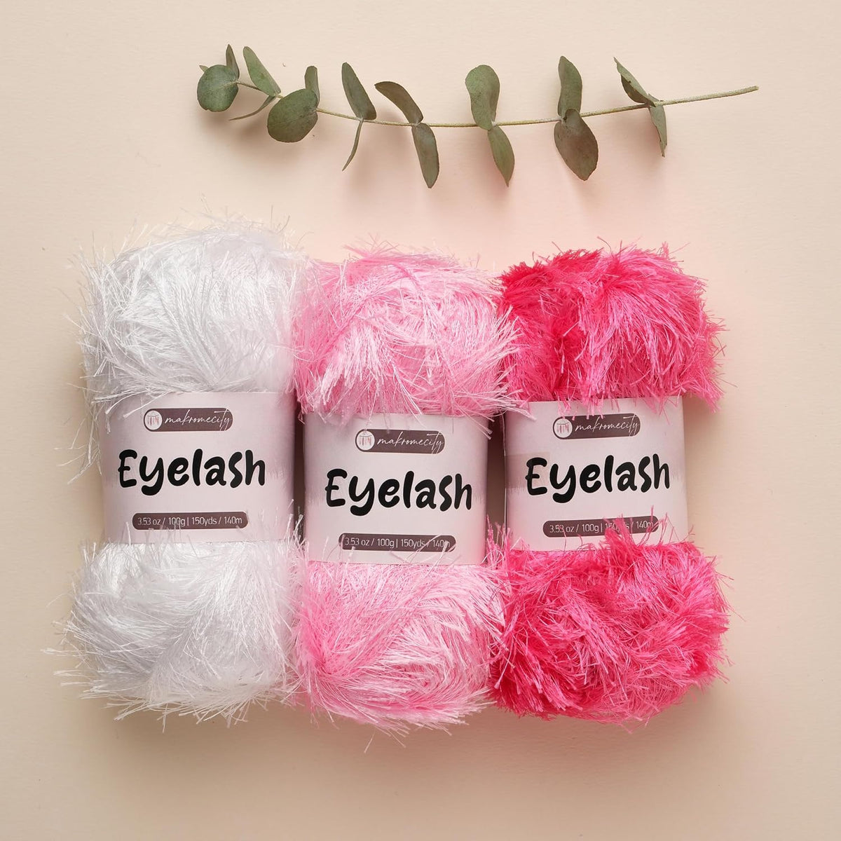 Eyelash Yarn – Fuzzy Fun Fur Yarn, 3.53 Oz (100g) 150 yd (140m), Weight 3 Light, Premium Polyester Novelty Feather Yarn for Scarves, Amigurumi, Plush Toys & Craft (Pink, 3 Skeins)