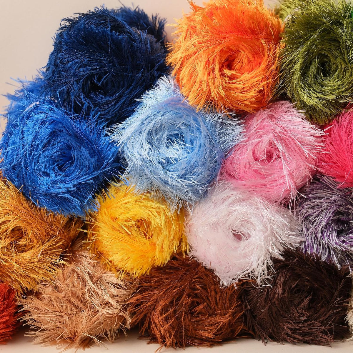 Eyelash Yarn – Fuzzy Fun Fur Yarn, 3.53 Oz (100g) 150 yd (140m), Weight 3 Light, Premium Polyester Novelty Feather Yarn for Scarves, Amigurumi, Plush Toys & Craft (Pink, 3 Skeins)