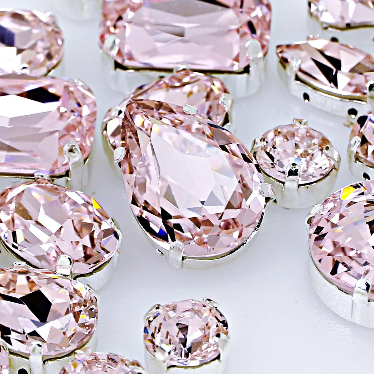 Sew On Rhinestones with Silver Claw, Mixed Shapes 82pcs Rhinestone