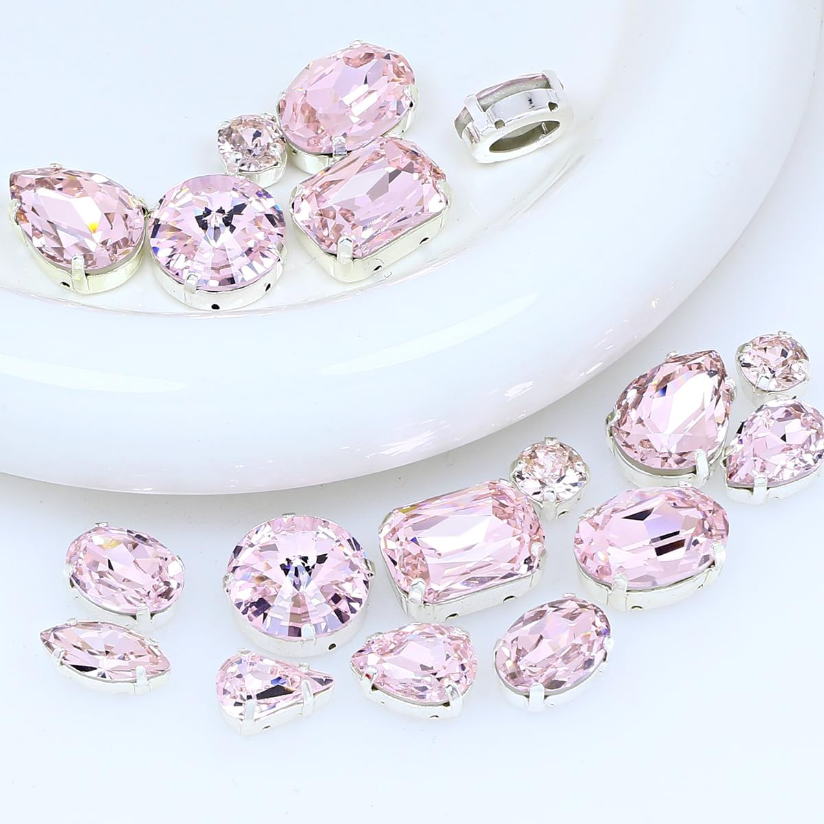 Sew On Rhinestones with Silver Claw, Mixed Shapes 82pcs Rhinestone