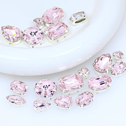 Sew On Rhinestones with Silver Claw, Mixed Shapes 82pcs Rhinestone