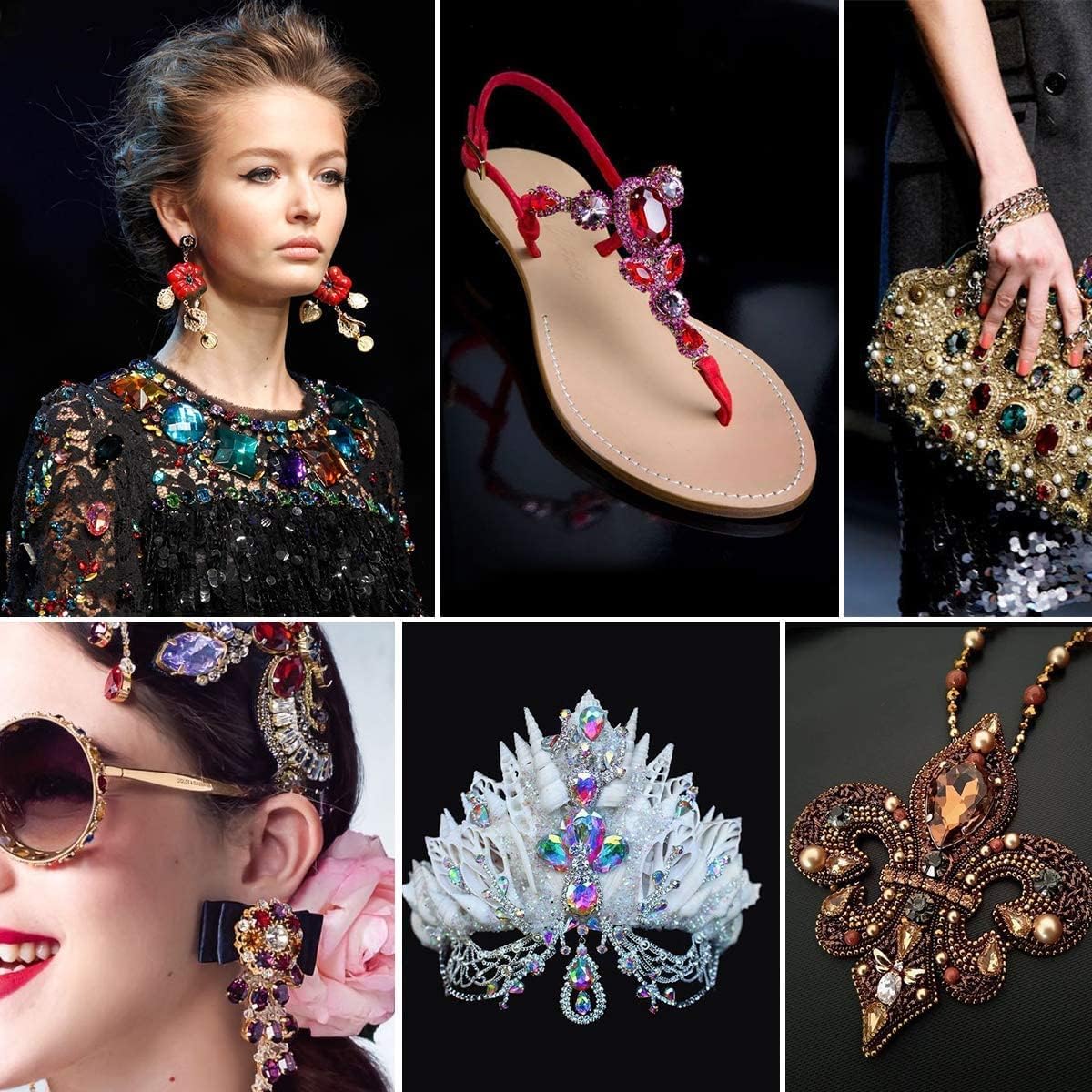 Sew On Rhinestones with Silver Claw, Mixed Shapes 82pcs Rhinestone