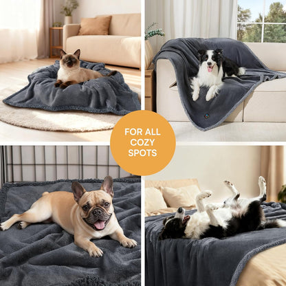 Luciphia Waterproof Pet Blanket, Liquid Pee Proof Dog Blanket for Sofa Bed Couch, Reversible Sherpa Fleece Furniture Protector Cover for Small Medium Large Dogs Cats, Dark Gray X-Large（85" x 57"）