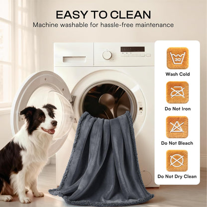 Luciphia Waterproof Pet Blanket, Liquid Pee Proof Dog Blanket for Sofa Bed Couch, Reversible Sherpa Fleece Furniture Protector Cover for Small Medium Large Dogs Cats, Dark Gray X-Large（85" x 57"）
