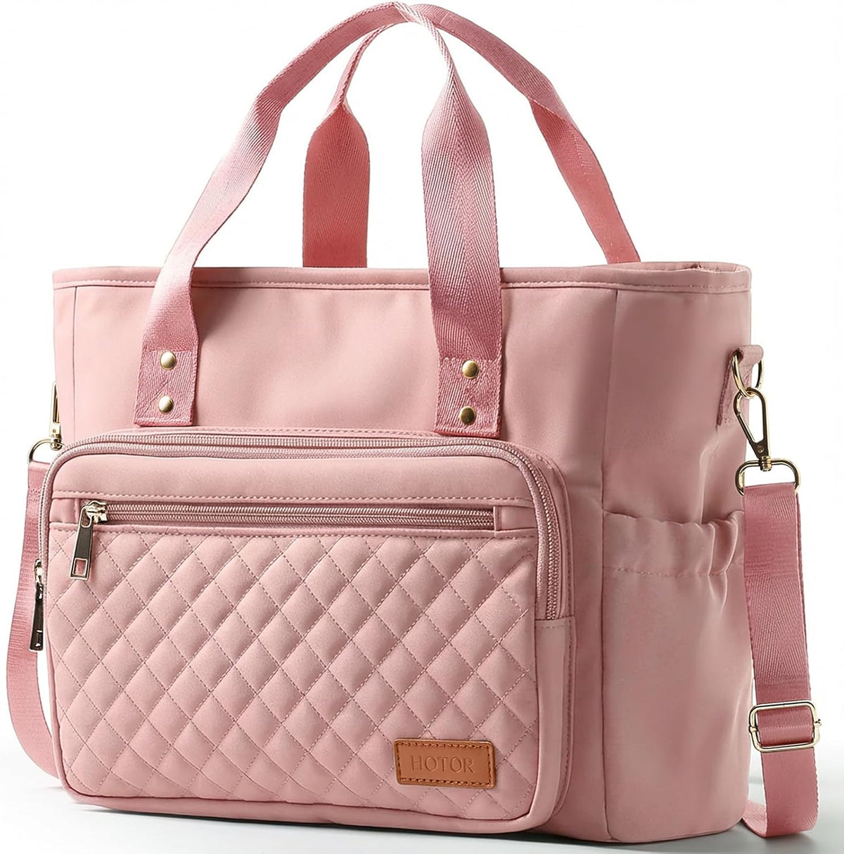 Lunch Box Women Insulated Tote Bag Multiple Pockets Pink