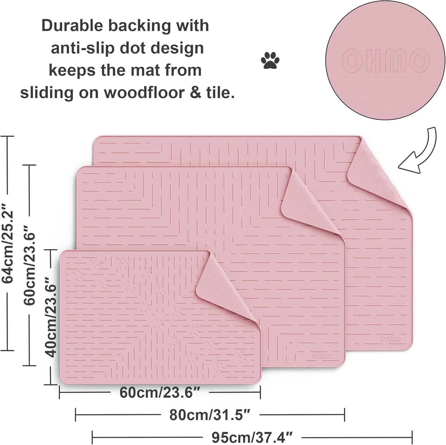 Cat Litter Mat Trapping Mat Premium Silicone 31.5x23.6 Pink, Waterproof and BPA Free Kitty Litter Box Mat, Easy Clean and Keeps The Floor Tidy