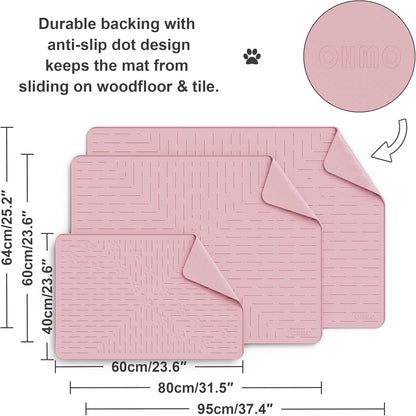 Cat Litter Mat Trapping Mat Premium Silicone 31.5x23.6 Pink, Waterproof and BPA Free Kitty Litter Box Mat, Easy Clean and Keeps The Floor Tidy
