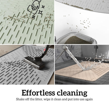 Cat Litter Mat Trapping Mat Premium Silicone 31.5x23.6 Pink, Waterproof and BPA Free Kitty Litter Box Mat, Easy Clean and Keeps The Floor Tidy