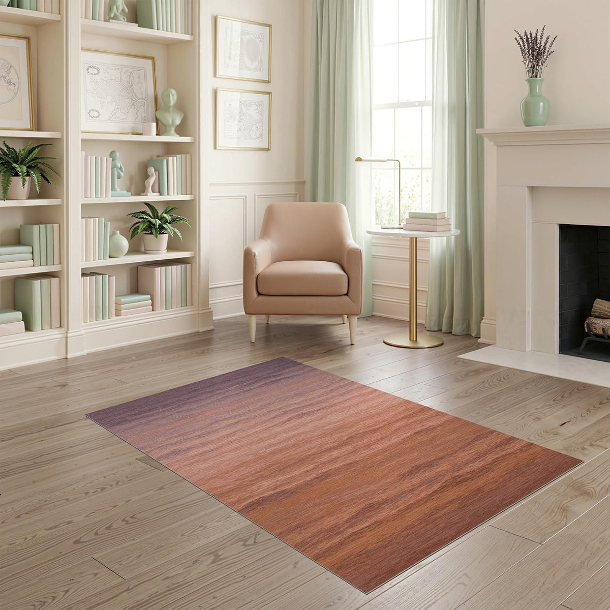 4'x6' Washable Abstract Ombre Area Rug, Sunset Flatwoven Floor Mat Non-Slip Chair-Friendly Carpet for Home Office, Gaming Room, Under Desk | Ref:2159613