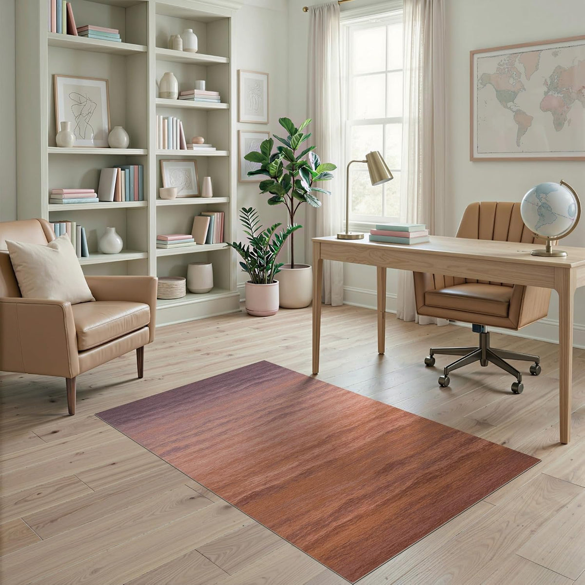 4'x6' Washable Abstract Ombre Area Rug, Sunset Flatwoven Floor Mat Non-Slip Chair-Friendly Carpet for Home Office, Gaming Room, Under Desk | Ref:2159613