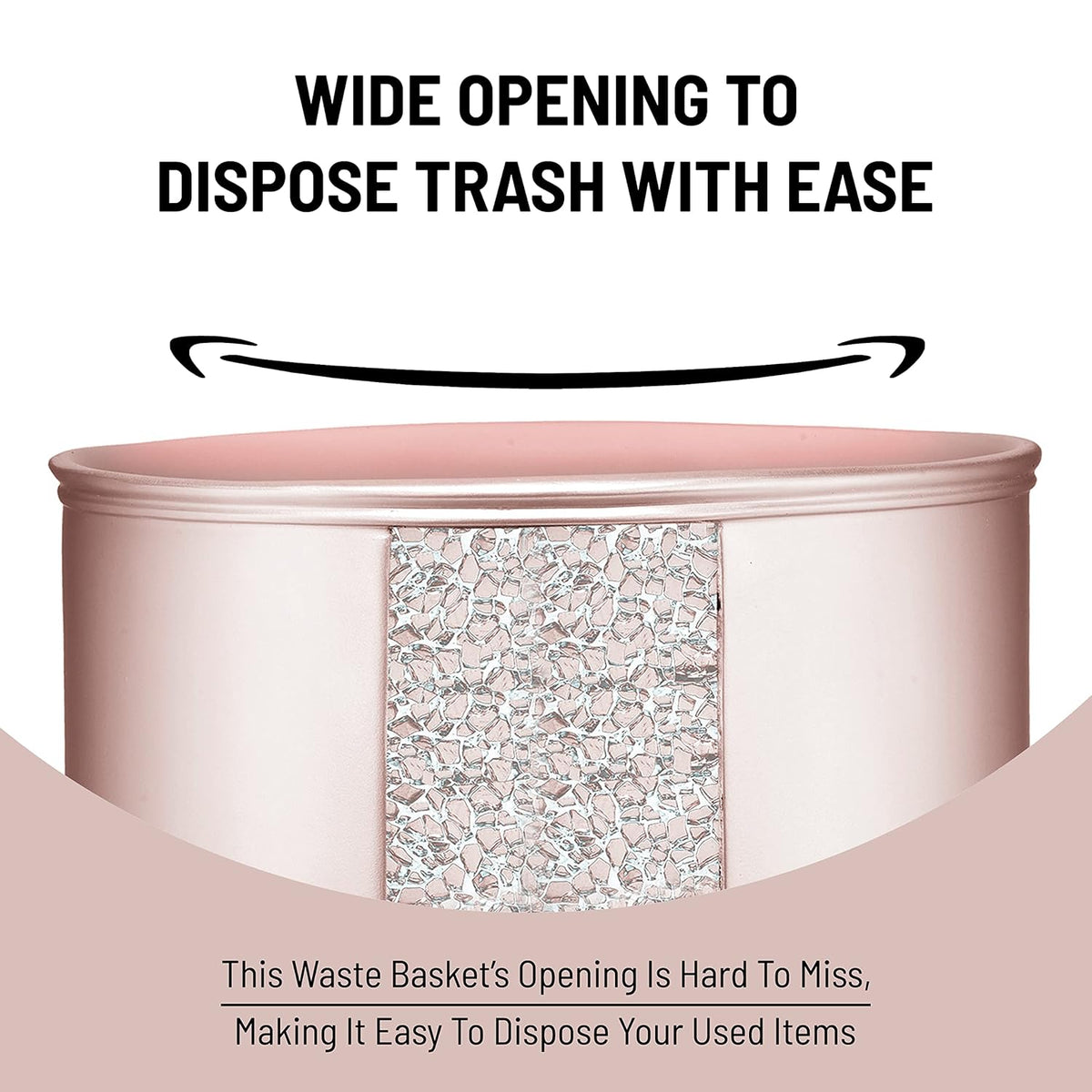 Sinatra Waste Basket Decorative Beautiful Designs Bathroom Bedroom Living Room Decor, Blush