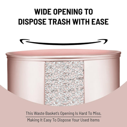 Sinatra Waste Basket Decorative Beautiful Designs Bathroom Bedroom Living Room Decor, Blush
