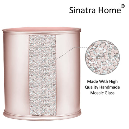 Sinatra Waste Basket Decorative Beautiful Designs Bathroom Bedroom Living Room Decor, Blush