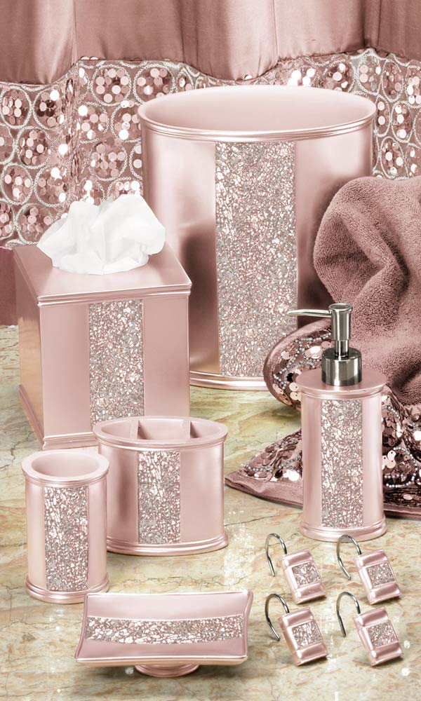 Sinatra Waste Basket Decorative Beautiful Designs Bathroom Bedroom Living Room Decor, Blush