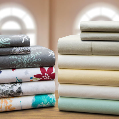 Celeste Home 190 GSM Twin, Peach Blossom Sheet Set- Warm & Cozy - 100% Cotton Flannel Pre-Shrunk - Extra Soft - Deep Pockets - Easy Fit - Elastic All Around - Comfy - Double Brushed