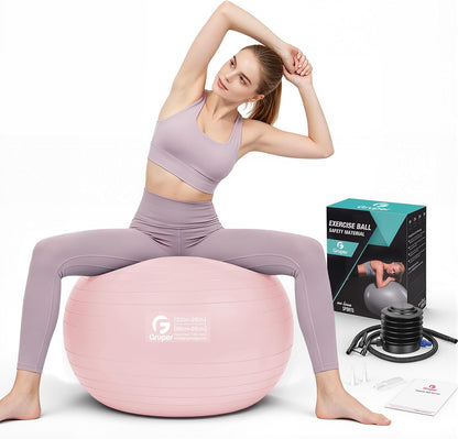 Exercise Ball, Extra Thick Yoga Ball for Working Out, Yoga & Pregnancy, 4 Sizes Anti-Burst Balance Ball with Foot Pump for Pilates, Physical Therapy & Fitness