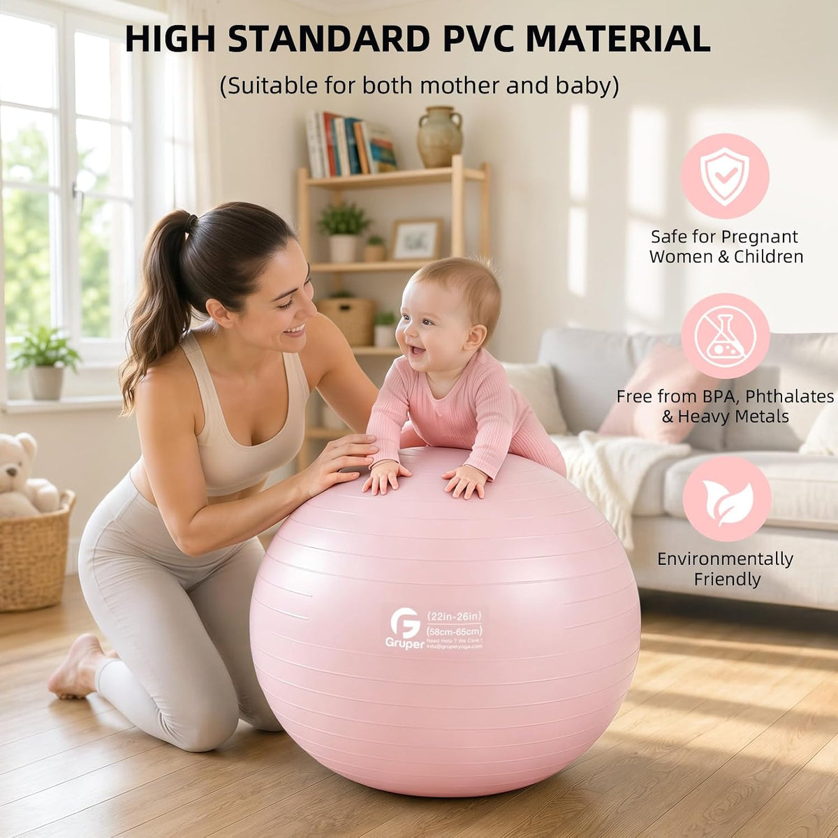 Exercise Ball, Extra Thick Yoga Ball for Working Out, Yoga & Pregnancy, 4 Sizes Anti-Burst Balance Ball with Foot Pump for Pilates, Physical Therapy & Fitness
