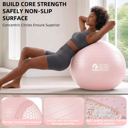 Exercise Ball, Extra Thick Yoga Ball for Working Out, Yoga & Pregnancy, 4 Sizes Anti-Burst Balance Ball with Foot Pump for Pilates, Physical Therapy & Fitness