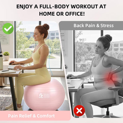 Exercise Ball, Extra Thick Yoga Ball for Working Out, Yoga & Pregnancy, 4 Sizes Anti-Burst Balance Ball with Foot Pump for Pilates, Physical Therapy & Fitness