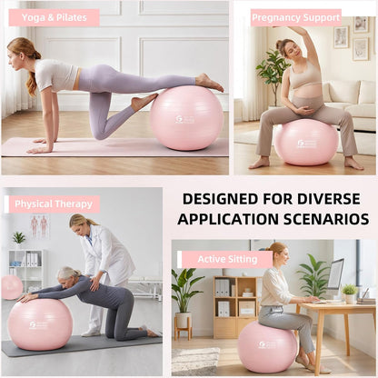 Exercise Ball, Extra Thick Yoga Ball for Working Out, Yoga & Pregnancy, 4 Sizes Anti-Burst Balance Ball with Foot Pump for Pilates, Physical Therapy & Fitness