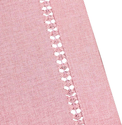 Handcrafted Solid Color Dining Table Runner, Dresser Scarf, Double-Hemstitched (Pink, 14 x 72)