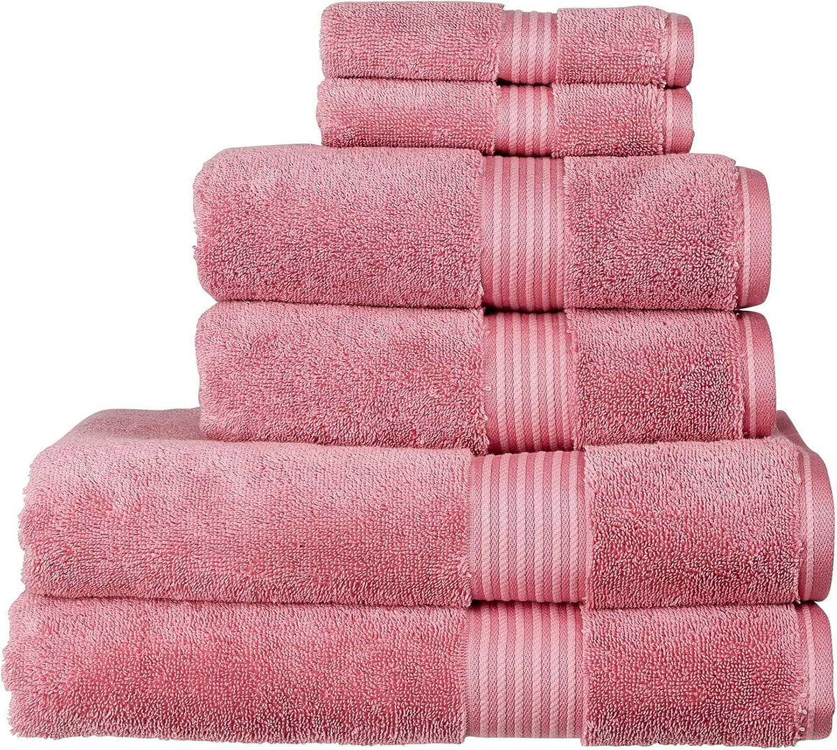 Supreme Hygro 6 Piece Towel Set | Blush Pink | 100% Luxury Supima Cotton | Ultra Soft | Super Absorbent | 650GSM | 2 Bath Towels 2 Hand Towels 2 Face Cloths
