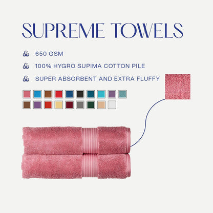Supreme Hygro 6 Piece Towel Set | Blush Pink | 100% Luxury Supima Cotton | Ultra Soft | Super Absorbent | 650GSM | 2 Bath Towels 2 Hand Towels 2 Face Cloths