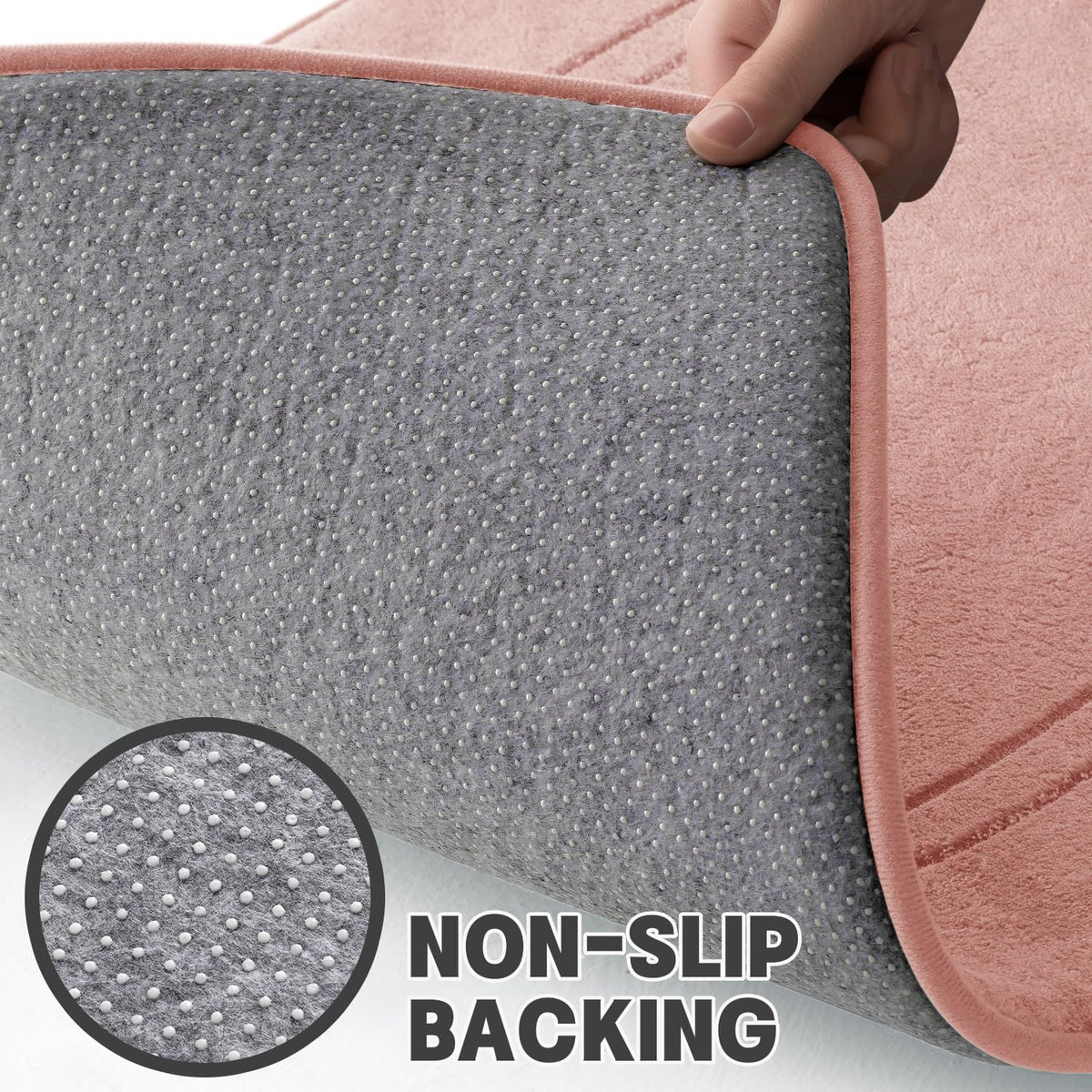 Memory Foam Bath Mat Set, Bathroom Rugs Sets 3 Pieces, Non Slip Bath Mats for Bathroom, Super Soft and Water Absorbent Bath Rug Set, Machine Washable U Shape Toilet Rug,Pink