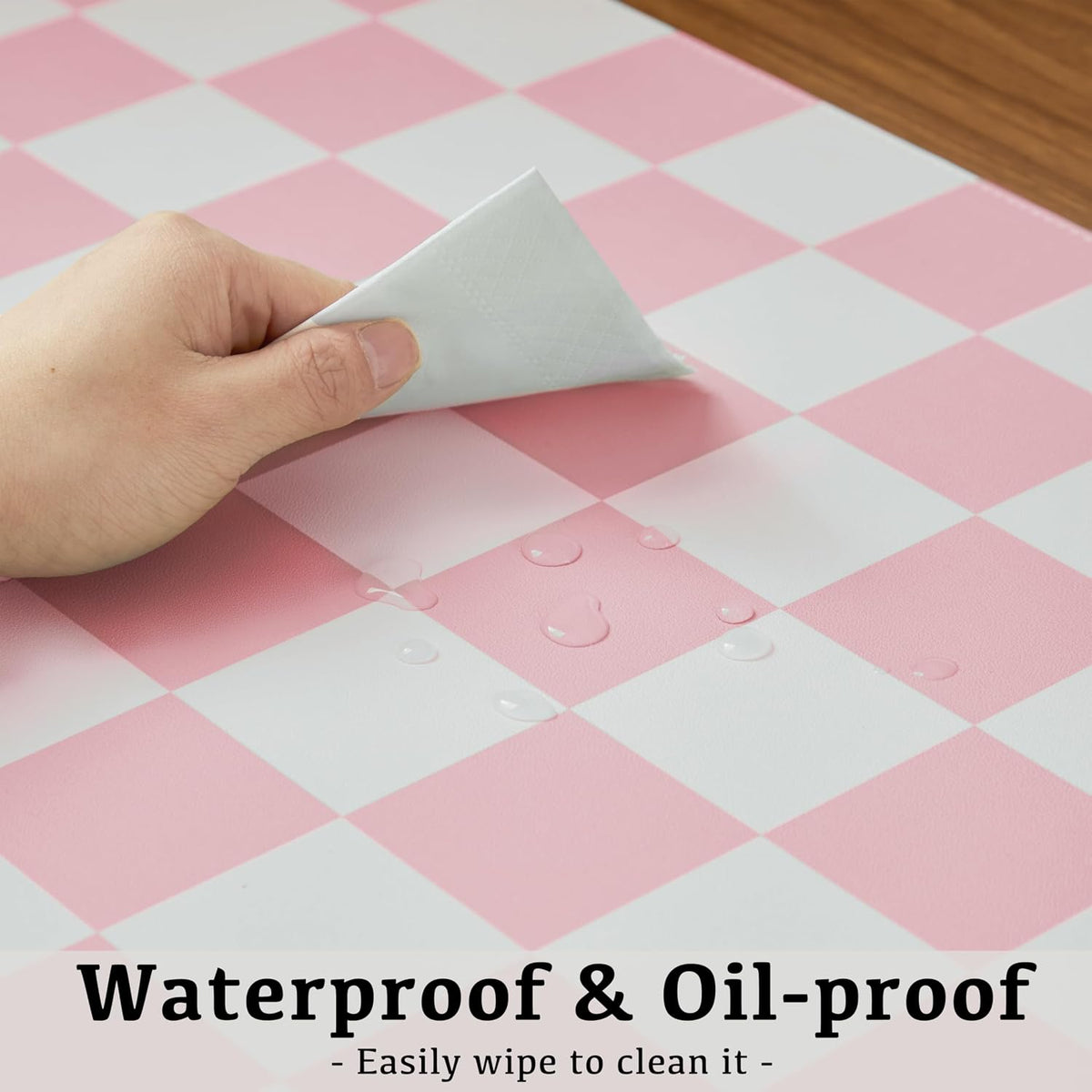 Checkered Desk Mat, 31.5" x 15.7" Large Cute Pink Aesthetic Girl Women Accessories, PU Leather Computer Laptop Desk Mat, Mouse Keyboard Pad, Desk Writing Makeup Mat for Vanity Work/Home Decor