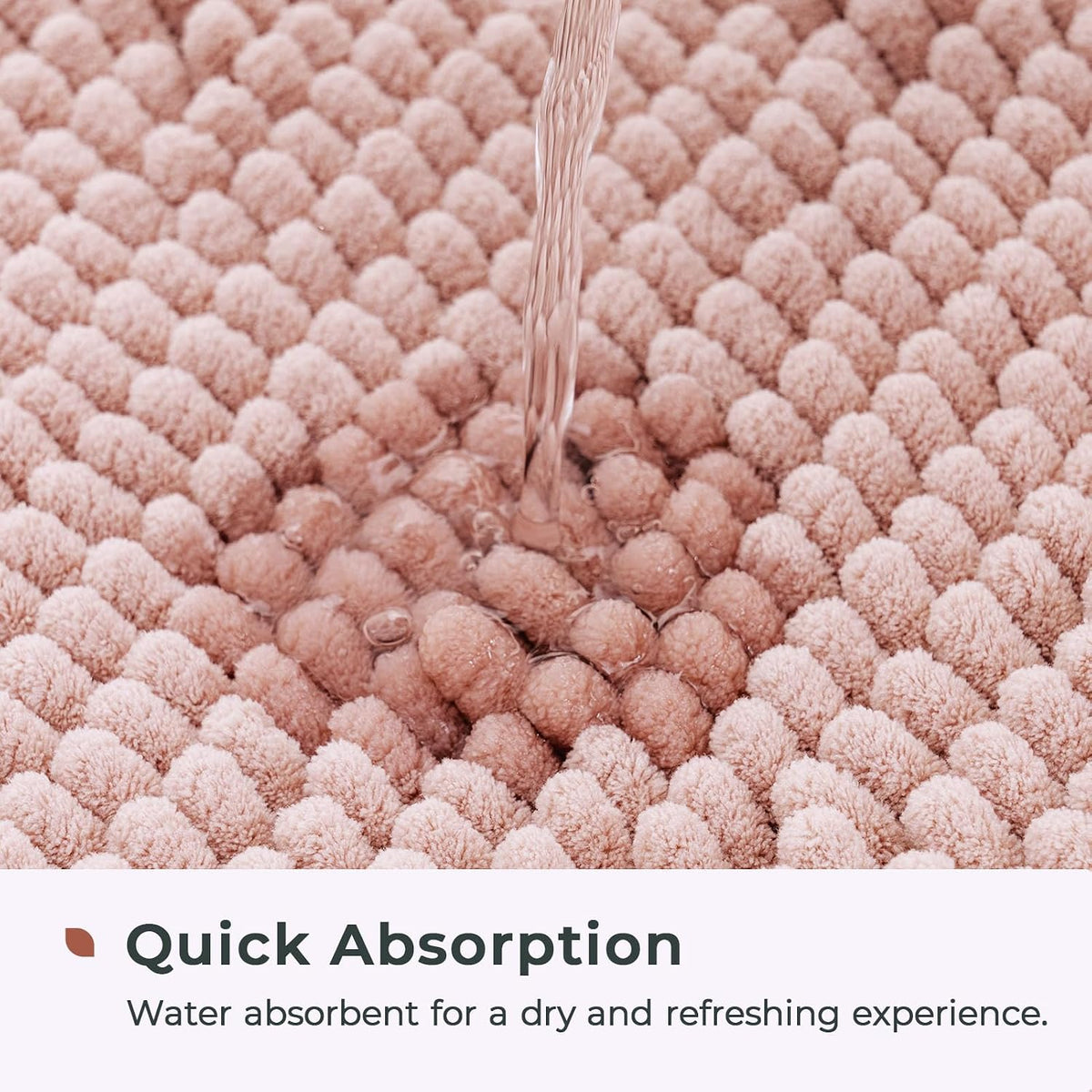 Chenille Bathroom Rugs Mat 32”x20”, Non-Slip Bath Mat for Bathroom Floor & Bathtub, Washable Soft Shower Shag Bath Rugs, Fluffy Thick Water Absorbent Microfiber Shower Mat, Dusty Pink