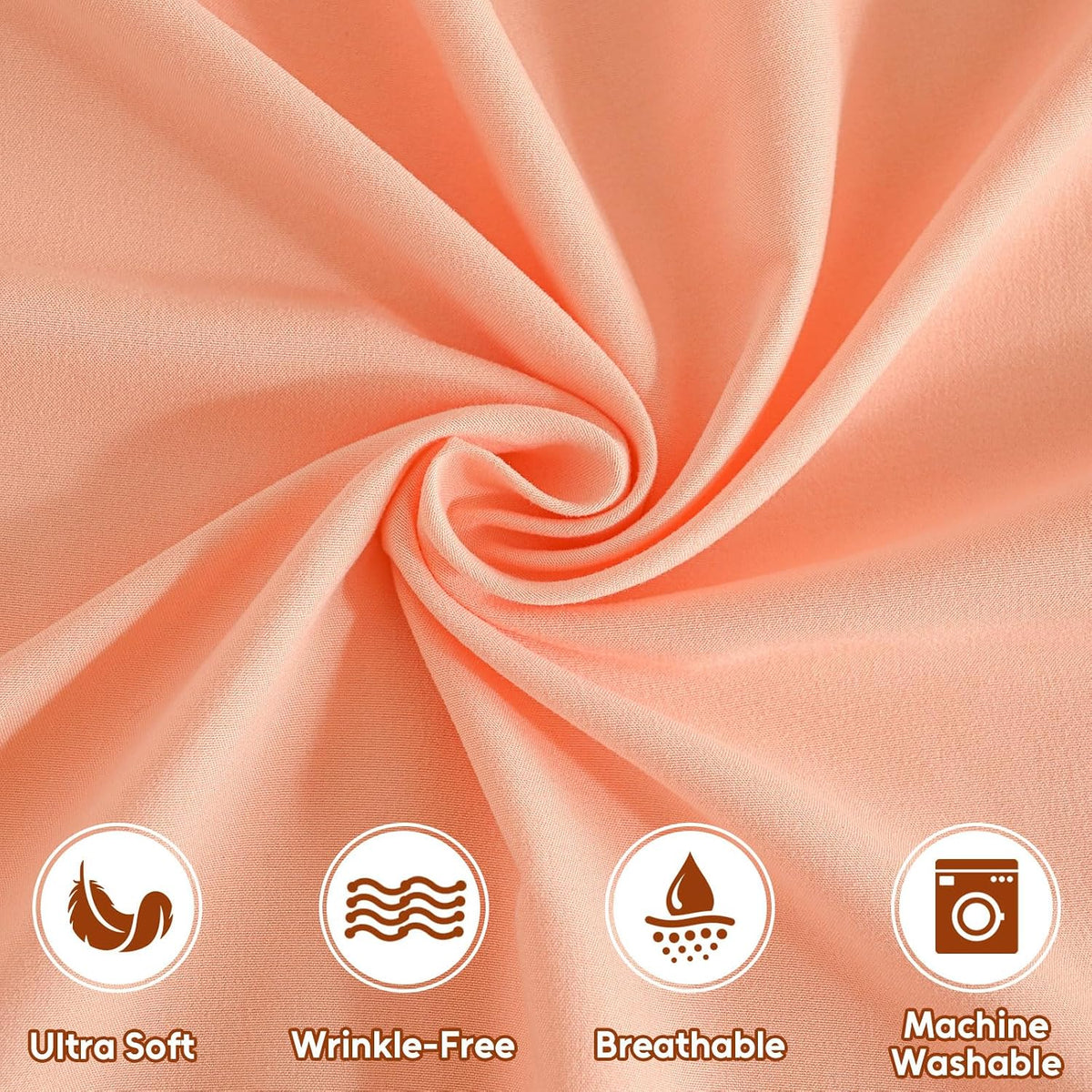 Twin Sheets Set, 3 Pieces Hotel Luxury Soft Microfiber Bed Sheets Set, Up to 16" Deep Pockets, Oeko-Tex Sheets with Elastic, Breathable, Wrinkle Free (Peach Pink, Twin)
