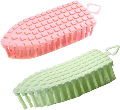 2 Pack Multiangle Bendable Scrubber, Flexible Cleaning Brush for Kitchen Stove, Bathroom, Pool, Tub, Sink (Pink&Green)
