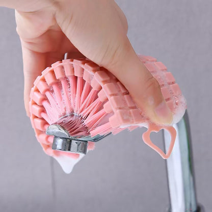 2 Pack Multiangle Bendable Scrubber, Flexible Cleaning Brush for Kitchen Stove, Bathroom, Pool, Tub, Sink (Pink&Green)