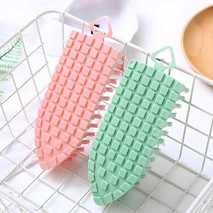 2 Pack Multiangle Bendable Scrubber, Flexible Cleaning Brush for Kitchen Stove, Bathroom, Pool, Tub, Sink (Pink&Green)