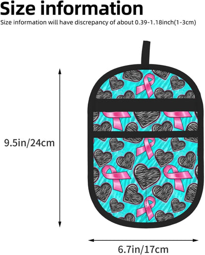Breast Cancer Awareness Pink Ribbon Heart Pet Hair Removal Glove Dogs Hair Remover Glove Cats Fur Removal Tool with Hanging Loop for Couch 6.7X9.5 in