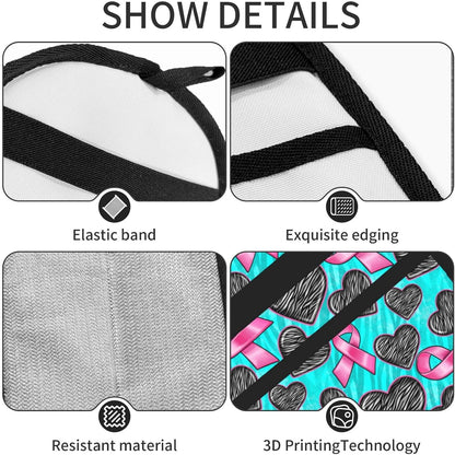 Breast Cancer Awareness Pink Ribbon Heart Pet Hair Removal Glove Dogs Hair Remover Glove Cats Fur Removal Tool with Hanging Loop for Couch 6.7X9.5 in