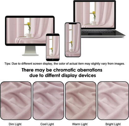 Bob Valance Curtains 18 Inch Length 1 Piece, Faux Linen Slub Solid Blush Kitchen Valance for Bedroom Living Room, Farmhouse Soft Airy Rod Pocket Small Window Curtain, Each 60Wx18L Inch