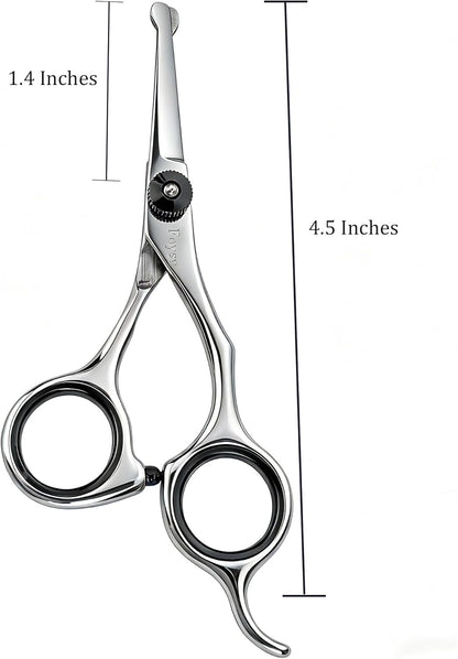 4.5 Inch Dog Grooming Scissors with Safety Round Tips, Fcysy Small Pet Hair Trimming Scissors for Face, Eyes, Ears, Nose & Paws, Professional Puppy Grooming Shears for Dogs & Cats- Black