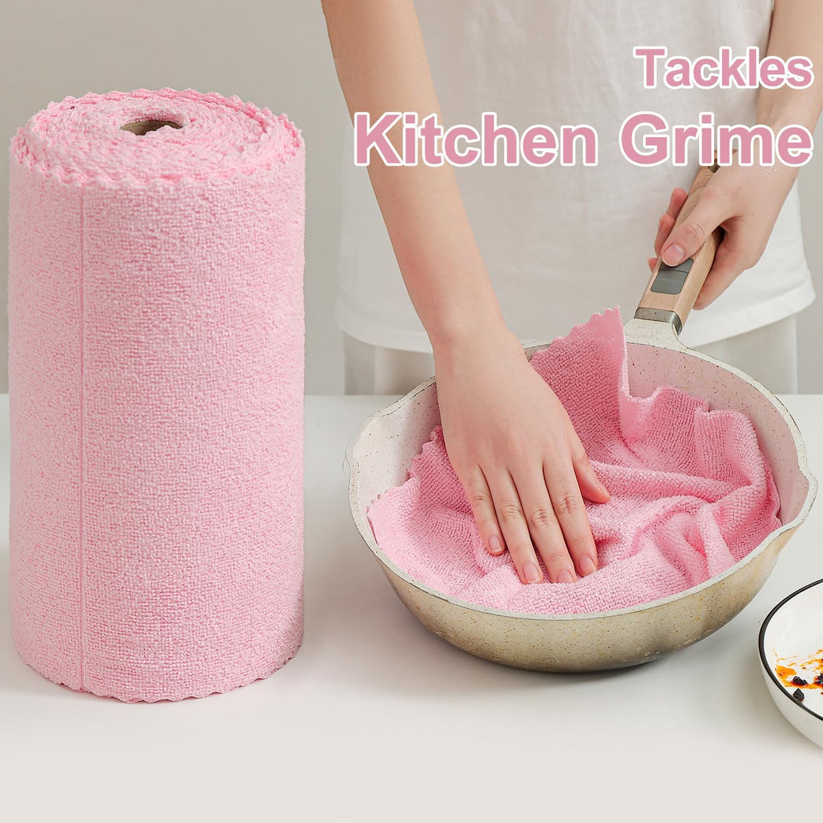 80 Pack Reusable Paper Towels Pink Microfiber Cleaning Cloth Roll 12"x12" Microfiber Towels, Tear Away Cloth for Cars,Wash Cloths,Lint Free Rags for House,Kitchen,Window,Cleaning Supplies