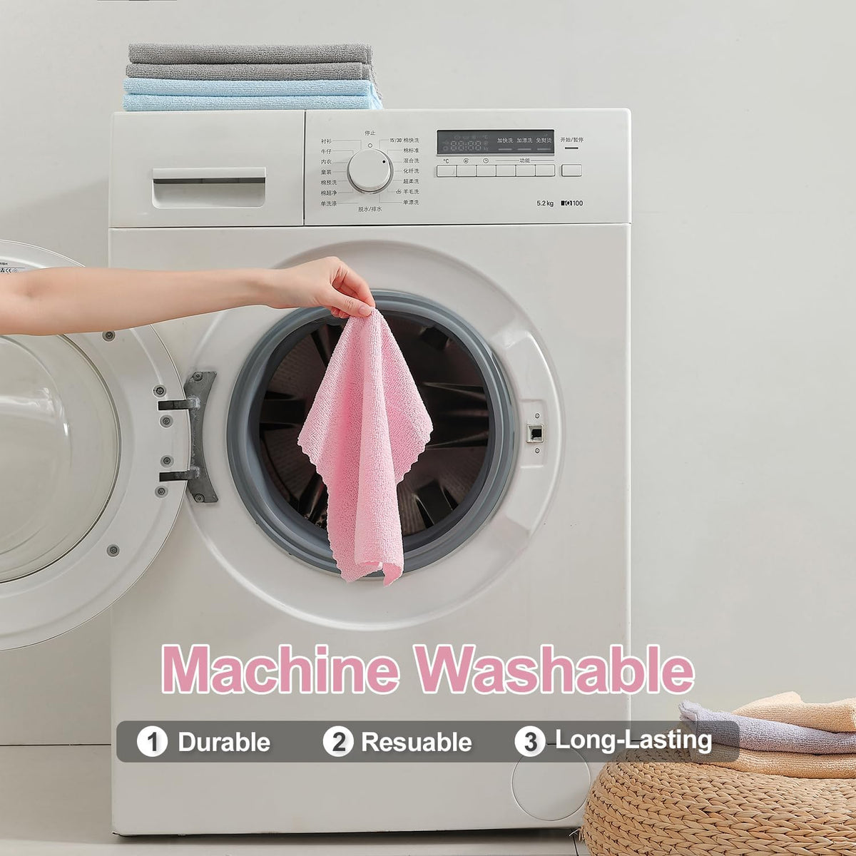 80 Pack Reusable Paper Towels Pink Microfiber Cleaning Cloth Roll 12"x12" Microfiber Towels, Tear Away Cloth for Cars,Wash Cloths,Lint Free Rags for House,Kitchen,Window,Cleaning Supplies