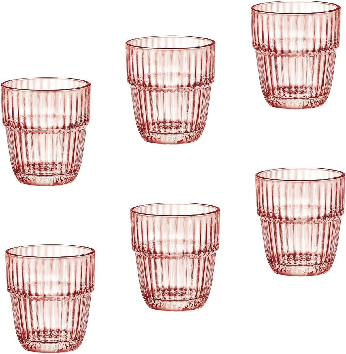 Barshine 10.38 oz. Rocks Stackable Tempered Drinking Glasses, Set of 6, Peach