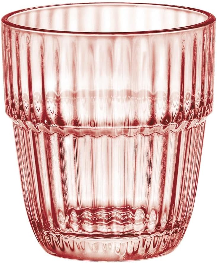 Barshine 10.38 oz. Rocks Stackable Tempered Drinking Glasses, Set of 6, Peach